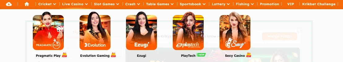Krikya Live Casino table with dealer
